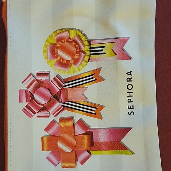 Sephora White and Neon Pink and Yellow Makeup Pouch/ Travel Bag - Picture 5 of 5